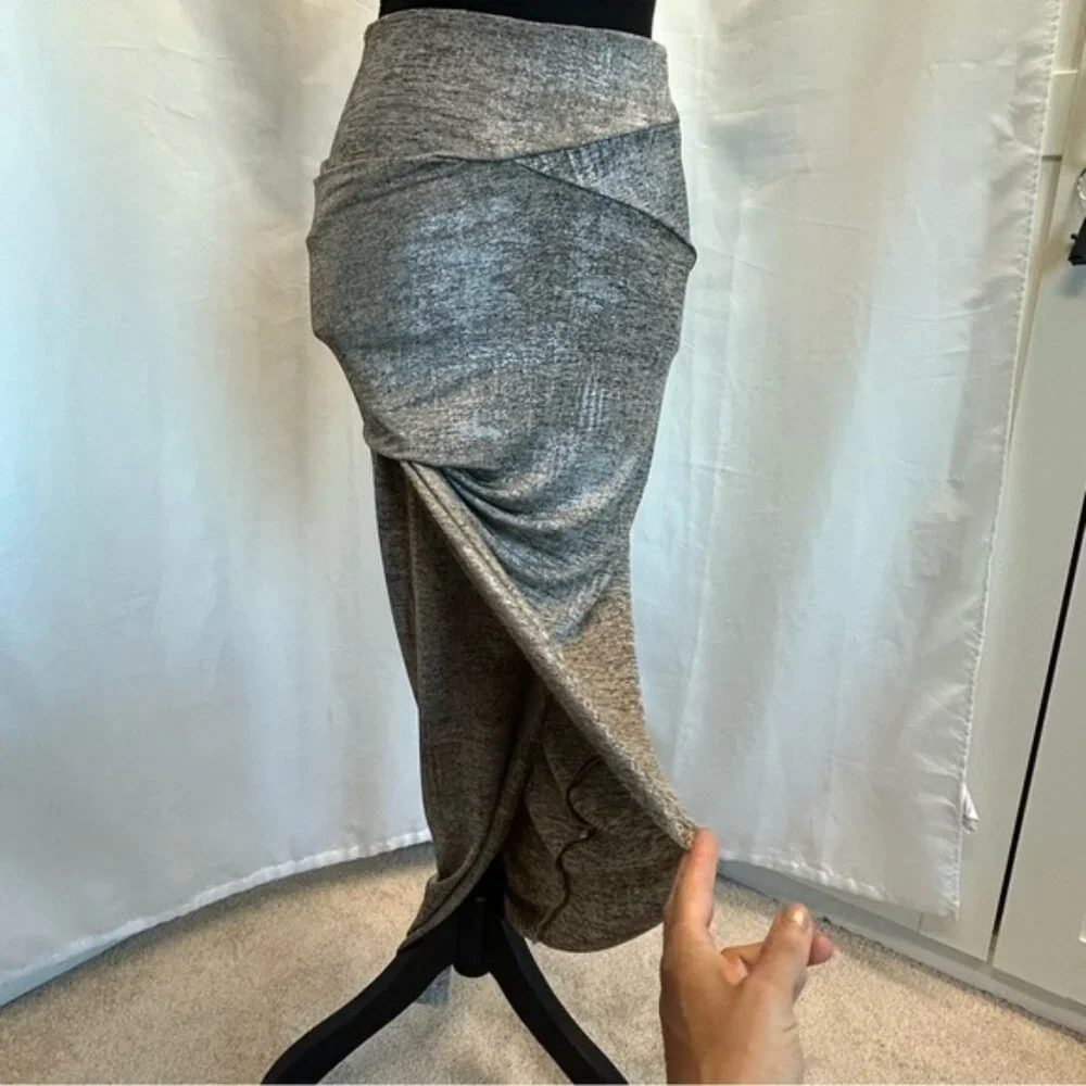 Sirens metallic silver taupe brown draped asymmetrical mermaid bodycon skirt - Picture 6 of 12